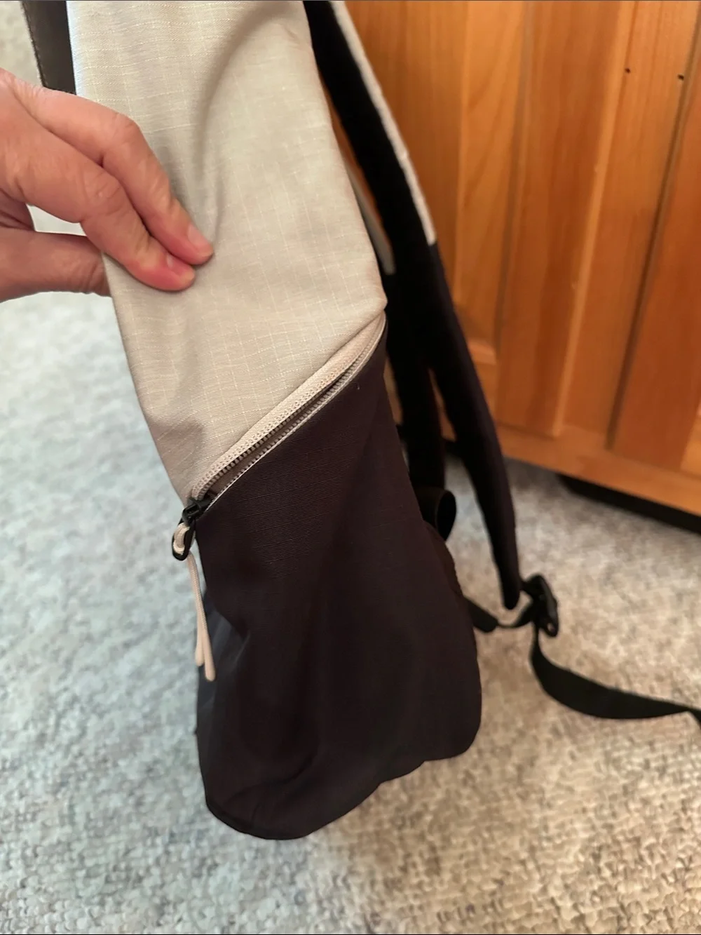 Thule Two-Tone Light Gray and Black Roll-Top Backpack new with tag